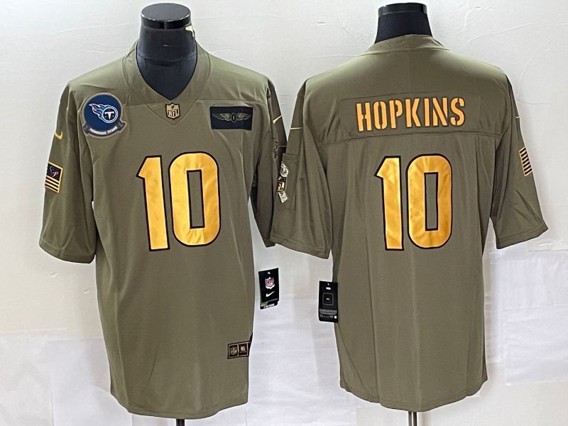 Men Tennessee Titans #10 Hopkins Gold Nike Olive Salute To Service Limited NFL Jersey